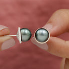 Beaded Bezel Set Tahitian Pearl Solitaire Gold Stud Earring Tahitian pearl - ( AAA ) - Quality - Rosec Jewels