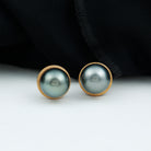 Beaded Bezel Set Tahitian Pearl Solitaire Gold Stud Earring Tahitian pearl - ( AAA ) - Quality - Rosec Jewels