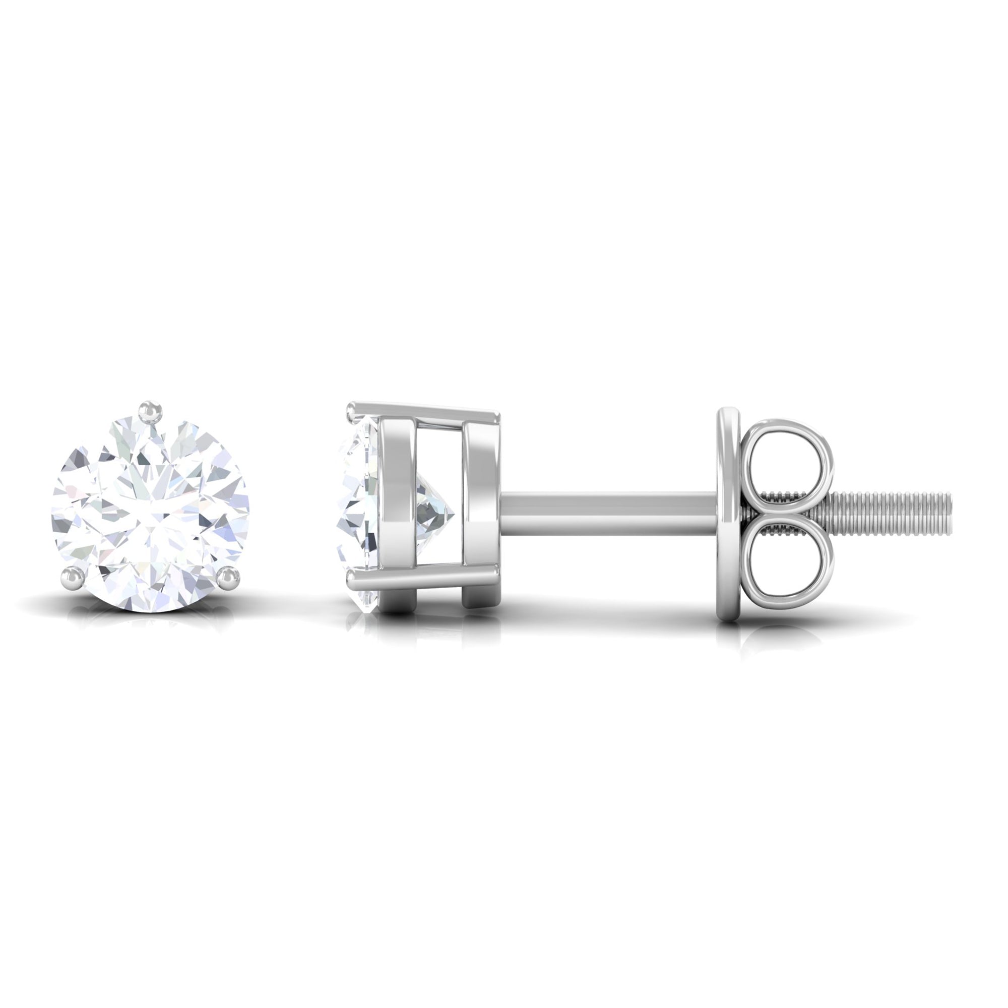 Minimal Round Moissanite Stud Earrings Moissanite - ( D-VS1 ) - Color and Clarity - Rosec Jewels