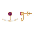 Classic Pink Tourmaline Jacket Earrings with Diamond Pink Tourmaline - ( AAA ) - Quality - Rosec Jewels