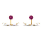 Classic Pink Tourmaline Jacket Earrings with Diamond Pink Tourmaline - ( AAA ) - Quality - Rosec Jewels