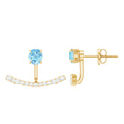 Classic Aquamarine and Diamond Earring Jacket Aquamarine - ( AAA ) - Quality - Rosec Jewels