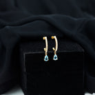 Aquamarine and Diamond Hoop Drop Earrings Aquamarine - ( AAA ) - Quality - Rosec Jewels