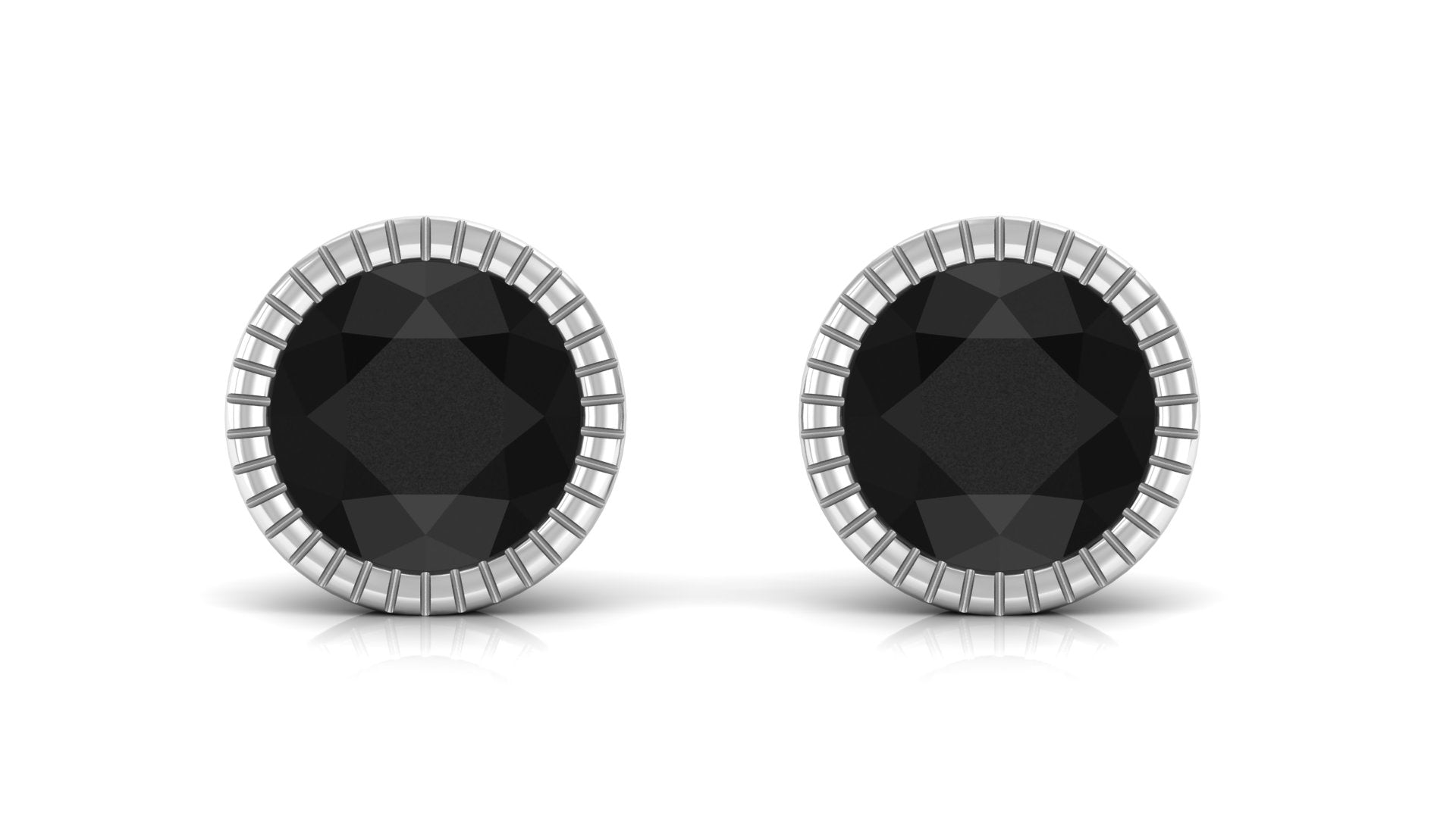 December Birthstone Black Onyx Solitaire Martini Stud Earrings Black Onyx - ( AAA ) - Quality - Rosec Jewels