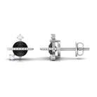 Black Spinel Celestial Stud Earrings with Diamond Stones Black Spinel - ( AAA ) - Quality - Rosec Jewels