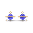 Real Tanzanite and Diamond Celestial Stud Earrings Tanzanite - ( AAA ) - Quality - Rosec Jewels