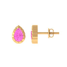 Engraved Bezel Set Pear Cut Pink Sapphire Solitaire Stud Earrings Pink Sapphire - ( AAA ) - Quality - Rosec Jewels