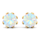 4.50 CT Ethiopian Opal Solitaire Stud Earrings with Diamond Ethiopian Opal - ( AAA ) - Quality - Rosec Jewels