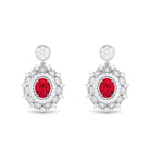 1.50 CT Created Ruby and Diamond Bridal Drop Earrings Lab Created Ruby - ( AAAA ) - Quality - Rosec Jewels