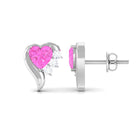 Heart Shape Pink Sapphire and Diamond Minimal Stud Earrings Pink Sapphire - ( AAA ) - Quality - Rosec Jewels