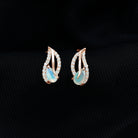 Pear Shape Ethiopian Opal Leaf Stud Earrings with Moissanite Ethiopian Opal - ( AAA ) - Quality - Rosec Jewels