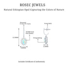 2.75 CT Oval Ethiopian Opal and Moissanite Silver Sunburst J Hoop Drop Earrings - Rosec Jewels