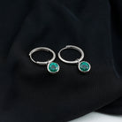 1.5 CT Bezel Set Created Emerald and Gold Hinged Hoop Earrings Lab Created Emerald - ( AAAA ) - Quality - Rosec Jewels