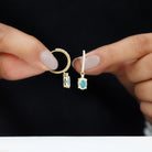 Oval Ethiopian Opal Drop Earrings with Moissanite Hoop Ethiopian Opal - ( AAA ) - Quality - Rosec Jewels