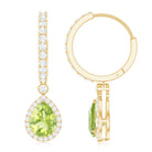 Pear Shape Peridot Hoop Drop Earrings with Moissanite Peridot - ( AAA ) - Quality - Rosec Jewels