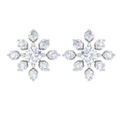 Rosec Jewels-3/4 CT Round Cut Diamond Floral Statement Stud Earrings for Women