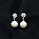 Freshwater Pearl and Diamond Dangle Drop Earrings Freshwater Pearl - ( AAA ) - Quality - Rosec Jewels