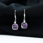 Cushion Cut Amethyst and Diamond Drop Earrings Amethyst - ( AAA ) - Quality - Rosec Jewels