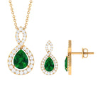 2.25 CT Certified Created Emerald Teardrop Infinity jewelry Set with Diamond Accent Lab Created Emerald - ( AAAA ) - Quality - Rosec Jewels