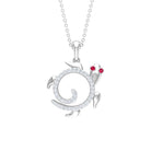 Ruby and Diamond Tortoise Pendant Necklace Ruby - ( AAA ) - Quality - Rosec Jewels