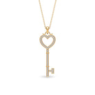 Open Heart Key Pendant with Zircon Zircon - ( AAAA ) - Quality - Rosec Jewels