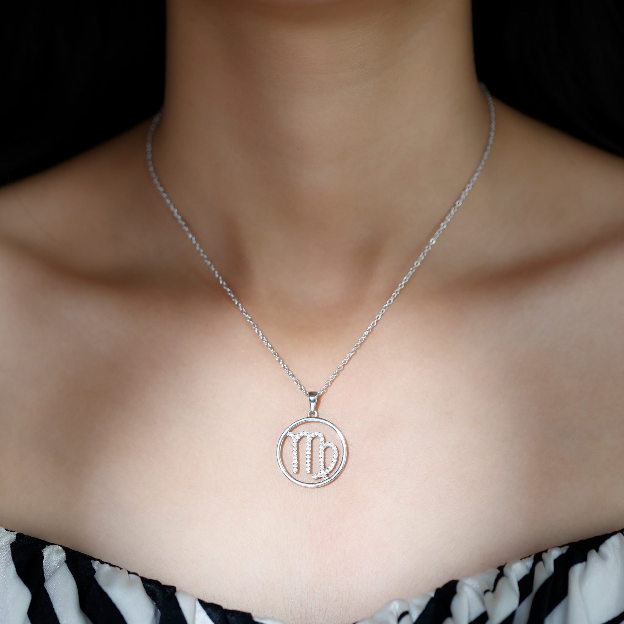 Moissanite Virgo Zodiac Pendant Necklace - Rosec Jewels