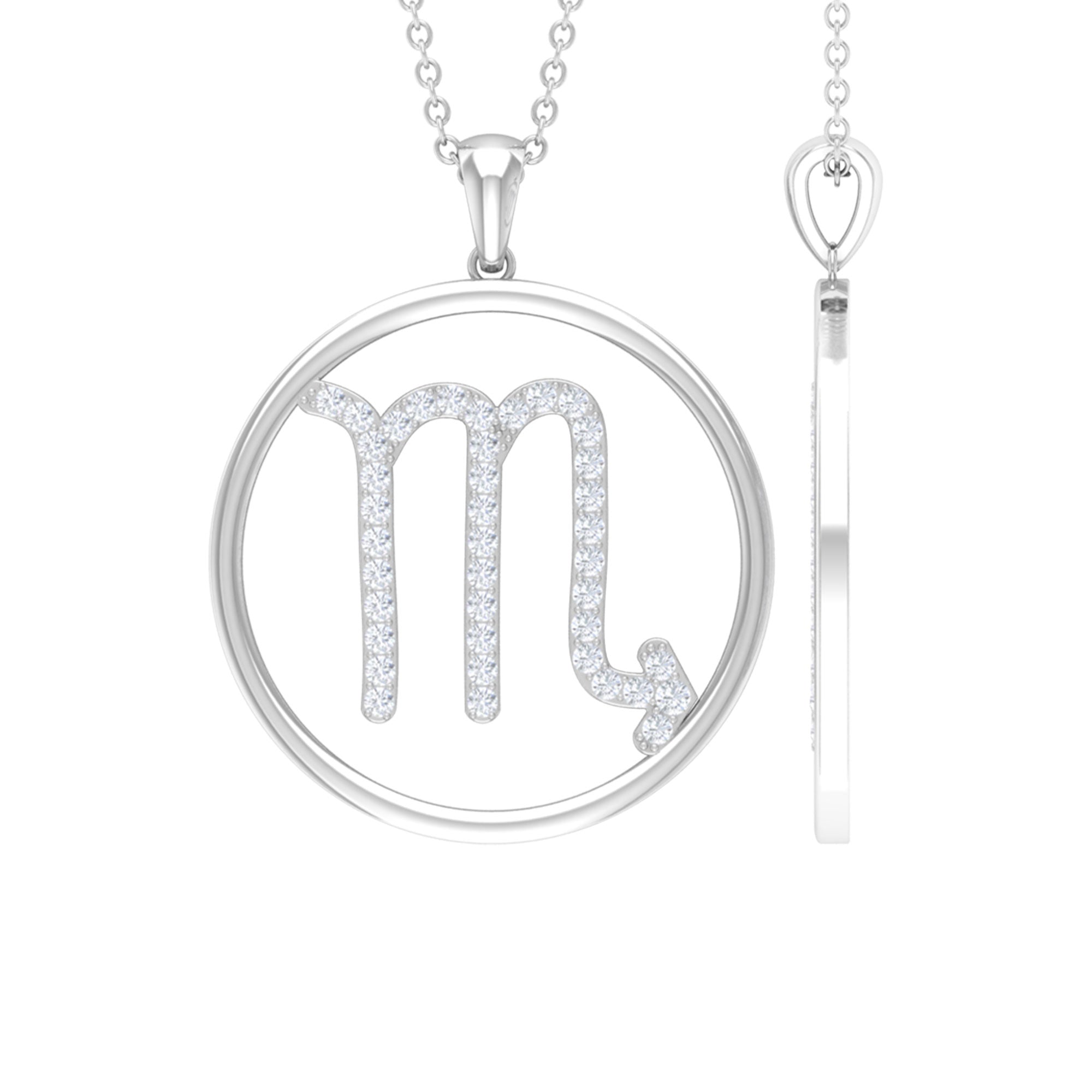 Certified Moissanite Scorpio Zodiac Sign Pendant Necklace Moissanite - ( D-VS1 ) - Color and Clarity - Rosec Jewels