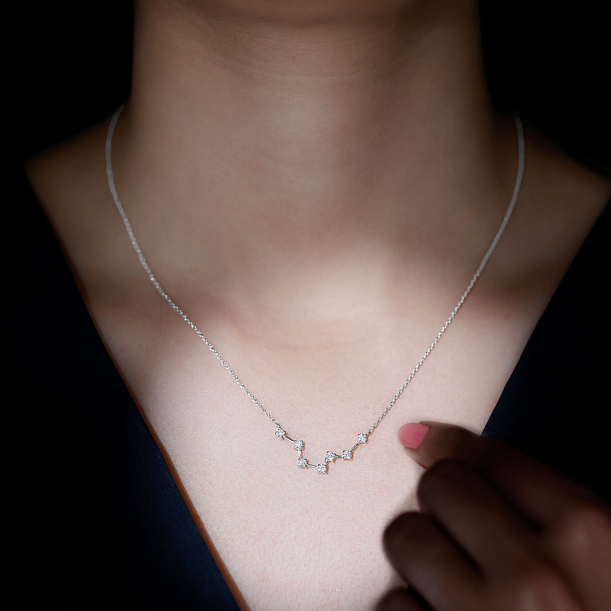 Certified Moissanite Pisces Zodiac Constellation Necklace - Rosec Jewels