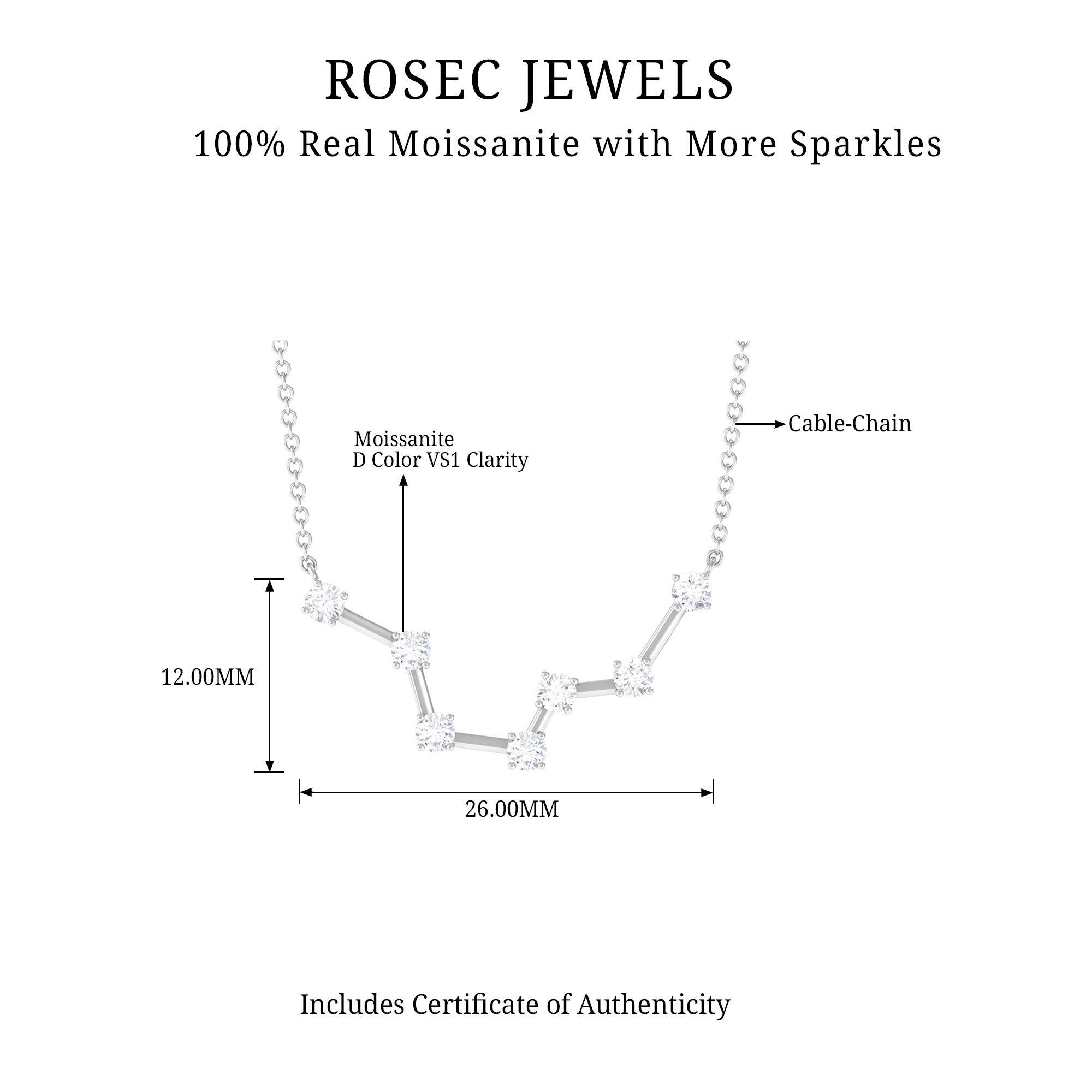 Moissanite Constellation Pisces Zodiac Sign Necklace Moissanite - ( D-VS1 ) - Color and Clarity - Rosec Jewels