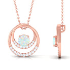 Natural Ethiopian Opal Double Circle Pendant Necklace with Diamond Ethiopian Opal - ( AAA ) - Quality - Rosec Jewels