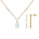 Natural Ethiopian Opal and Moissanite Teardrop Jewelry Set Ethiopian Opal - ( AAA ) - Quality - Rosec Jewels