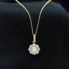 Round Moissanite Halo Pendant with Beaded Detailing Moissanite - ( D-VS1 ) - Color and Clarity - Rosec Jewels