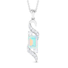 Certified Ethiopian Opal Pendant Necklace with Diamond Ethiopian Opal - ( AAA ) - Quality - Rosec Jewels