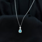 Simple Ethiopian Opal Teardrop Pendant with Moissanite Ethiopian Opal - ( AAA ) - Quality - Rosec Jewels