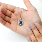 Vintage Inspired Octagon Cut Created Emerald and Moissanite Pendant Lab Created Emerald - ( AAAA ) - Quality - Rosec Jewels