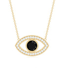 Gothic Round Lab Created Black Diamond Evil Eye Necklace With Diamond Lab Created Black Diamond - ( AAAA ) - Quality - Rosec Jewels