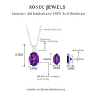 Oval Shape Amethyst Solitaire Jewelry Set with Moissanite Amethyst - ( AAA ) - Quality - Rosec Jewels