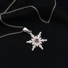 Classic Ruby and Diamond Snowflake Pendant Necklace Ruby - ( AAA ) - Quality - Rosec Jewels