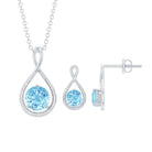 Aquamarine Solitaire and Gold Infinity Jewelry Set Aquamarine - ( AAA ) - Quality - Rosec Jewels