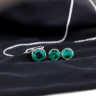 Certified Created Emerald Solitaire Jewelry Set in Bezel Setting Lab Created Emerald - ( AAAA ) - Quality - Rosec Jewels