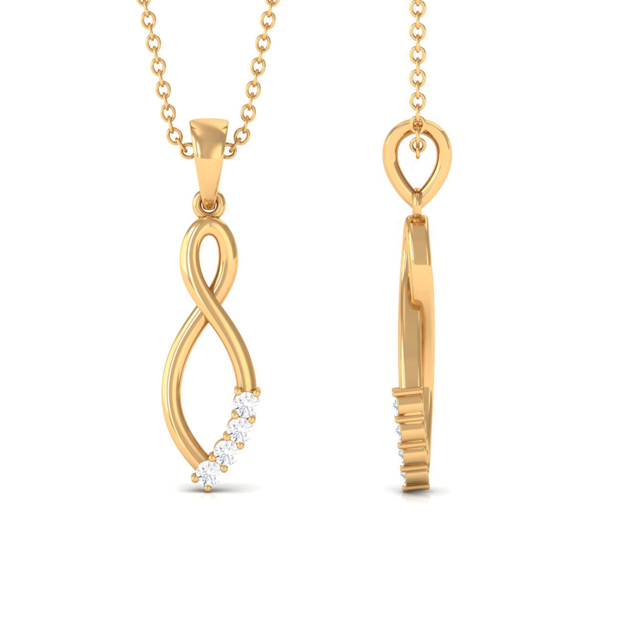 Natural Diamond Gold Infinity Pendant Necklace Diamond - ( HI-SI ) - Color and Clarity - Rosec Jewels