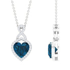 8 MM Heart Shape London Blue Topaz Infinity Pendant with Diamond London Blue Topaz - ( AAA ) - Quality - Rosec Jewels