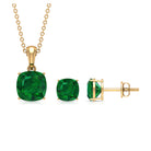 Lab Grown Emerald Solitaire Jewelry Set Lab Created Emerald - ( AAAA ) - Quality - Rosec Jewels