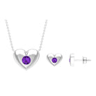 Flush Set Amethyst Heart Jewelry Set Amethyst - ( AAA ) - Quality - Rosec Jewels