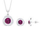 Minimal Rhodolite and Moissanite Swirl Jewelry Set Rhodolite - ( AAA ) - Quality - Rosec Jewels