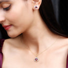 Minimal Rhodolite and Moissanite Swirl Jewelry Set Rhodolite - ( AAA ) - Quality - Rosec Jewels