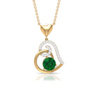 1 CT Emerald and Diamond Heart Drop Pendant Emerald - ( AAA ) - Quality - Rosec Jewels