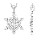 Classic Certified Moissanite Snowflake Pendant Moissanite - ( D-VS1 ) - Color and Clarity - Rosec Jewels