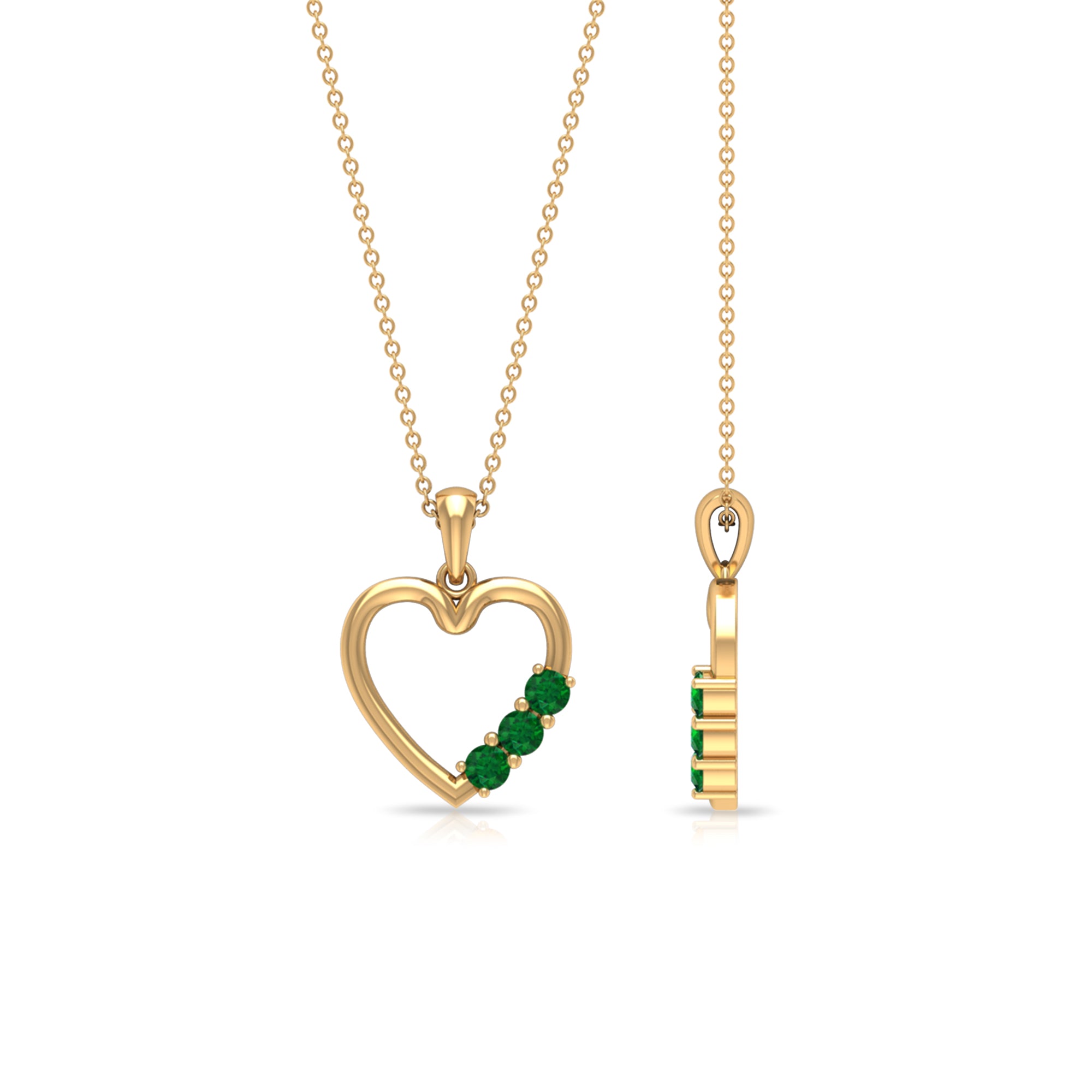 1/2 CT Simple Emerald and Gold Heart Pendant Emerald - ( AAA ) - Quality - Rosec Jewels