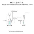 Oval Ethiopian Opal and Moissanite Silver Teardrop Pendant - Rosec Jewels